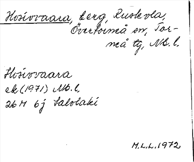 Bild på arkivkortet för arkivposten Hosiovaara