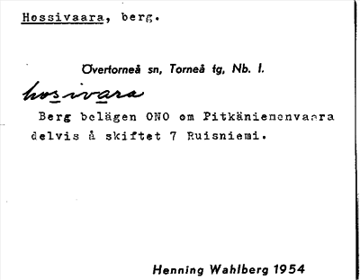 Bild på arkivkortet för arkivposten Hossivaara