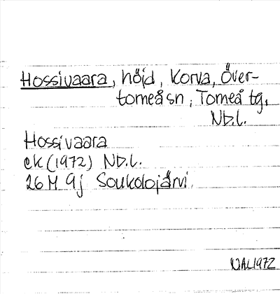 Bild på arkivkortet för arkivposten Hossivaara