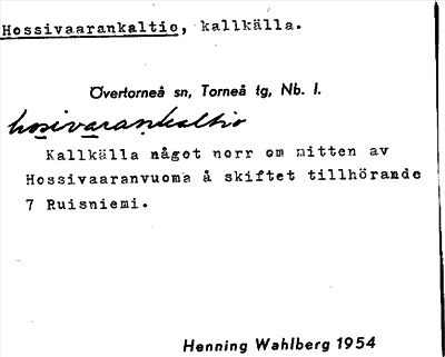 Bild på arkivkortet för arkivposten Hossivaarankaltio