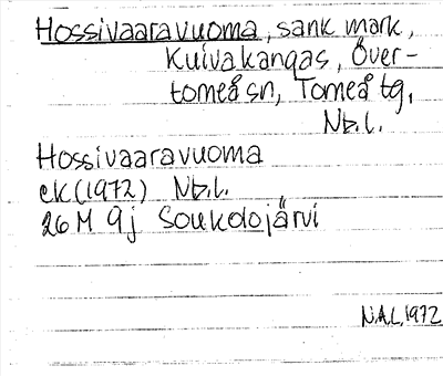 Bild på arkivkortet för arkivposten Hossivaaravuoma