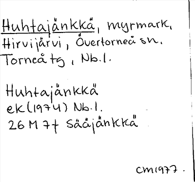 Bild på arkivkortet för arkivposten Huhtajänkkä