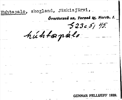 Bild på arkivkortet för arkivposten Huhtapalo