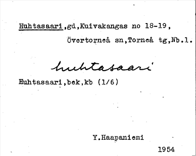 Bild på arkivkortet för arkivposten Huhtasaari