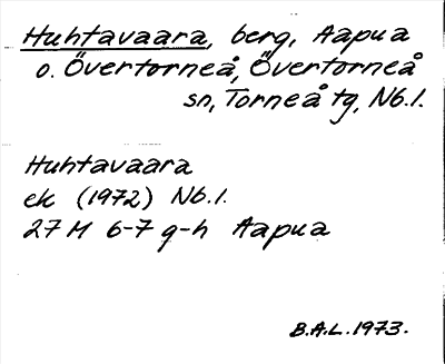 Bild på arkivkortet för arkivposten Huhtavaara