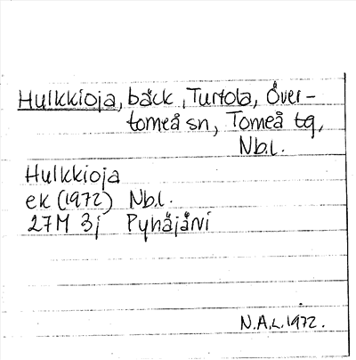 Bild på arkivkortet för arkivposten Hulkkioja