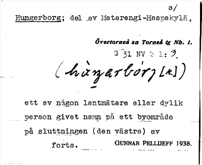 Bild på arkivkortet för arkivposten Hungerborg