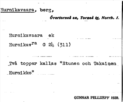 Bild på arkivkortet för arkivposten Hurnikavaara