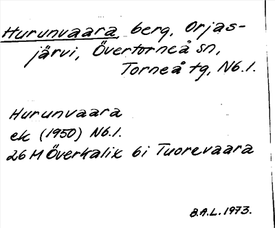 Bild på arkivkortet för arkivposten Hurunvaara