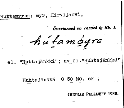 Bild på arkivkortet för arkivposten Huttamyran