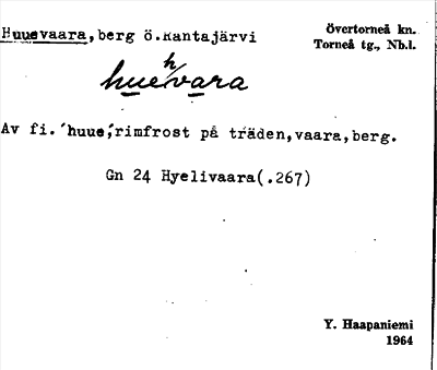 Bild på arkivkortet för arkivposten Huuevaara