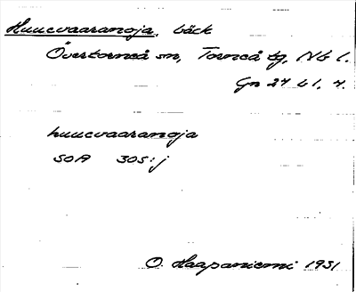 Bild på arkivkortet för arkivposten Huuevaaranoja