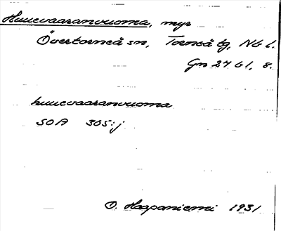 Bild på arkivkortet för arkivposten Huuevaaranvuoma