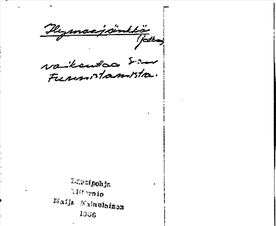 Bild på arkivkortet för arkivposten Hymaajänkkä