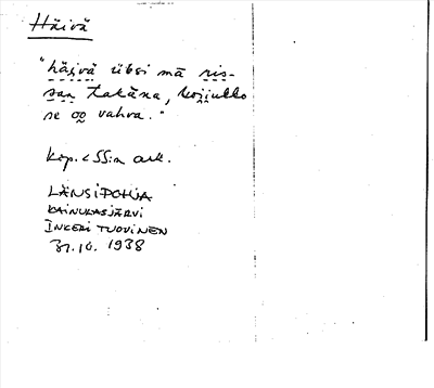 Bild på arkivkortet för arkivposten Häivä