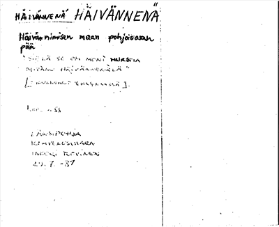 Bild på arkivkortet för arkivposten Häivännena