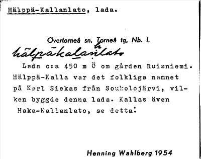 Bild på arkivkortet för arkivposten Hälppä-Kallanlato
