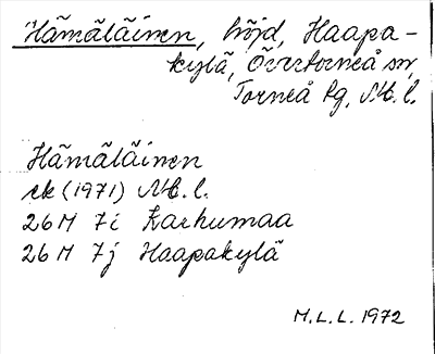 Bild på arkivkortet för arkivposten Hämäläinen