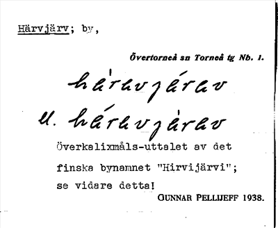 Bild på arkivkortet för arkivposten Härvjärv