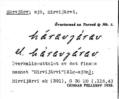 Bild på arkivkortet för arkivposten Härvjärv