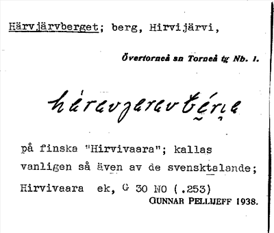 Bild på arkivkortet för arkivposten Härvjärvberget