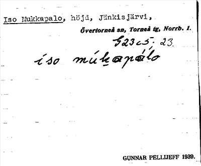 Bild på arkivkortet för arkivposten Iso Mukkapalo