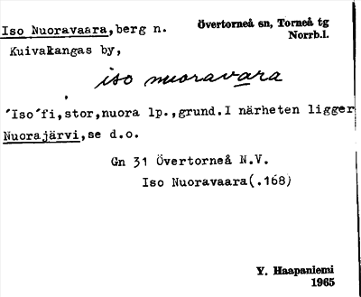 Bild på arkivkortet för arkivposten Iso Nuoravaara