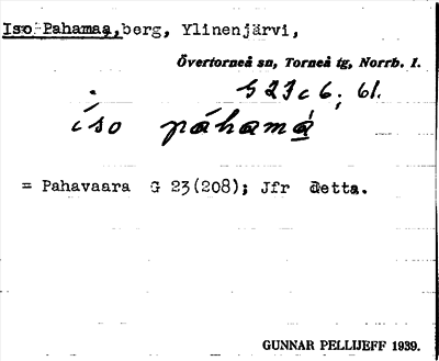 Bild på arkivkortet för arkivposten Iso Pahamaa