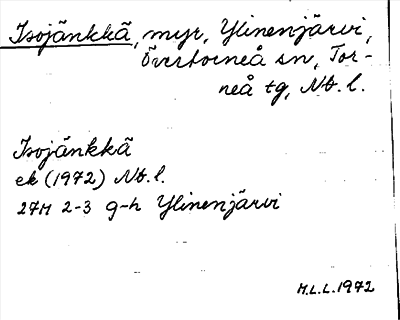 Bild på arkivkortet för arkivposten Isojänkkä