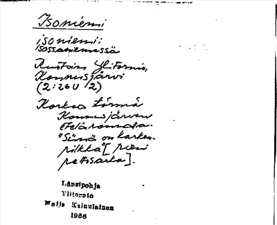 Bild på arkivkortet för arkivposten Isoniemi