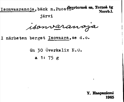 Bild på arkivkortet för arkivposten Isonvaaranoja