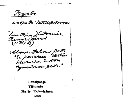 Bild på arkivkortet för arkivposten Isopelto