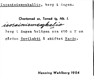 Bild på arkivkortet för arkivposten Isosainiemenkallio