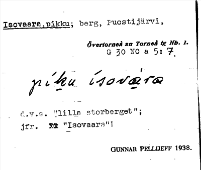 Bild på arkivkortet för arkivposten Isovaara, pikku