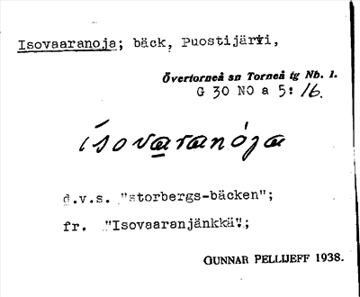 Bild på arkivkortet för arkivposten Isovaaranoja