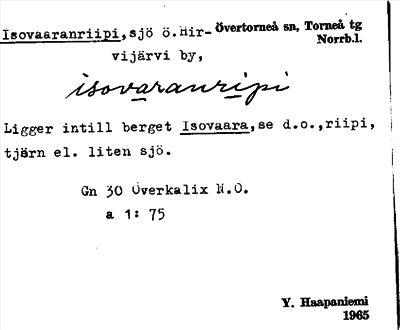 Bild på arkivkortet för arkivposten Isovaaranriipi