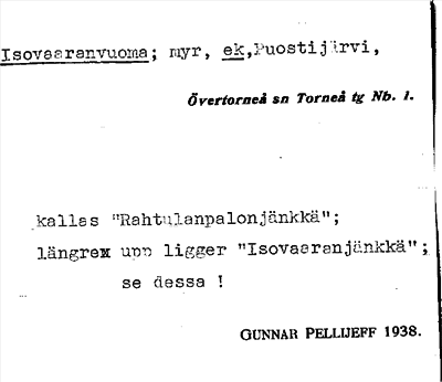 Bild på arkivkortet för arkivposten Isovaaranvuoma