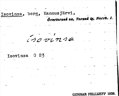 Bild på arkivkortet för arkivposten Isovinsa