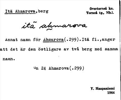 Bild på arkivkortet för arkivposten Itä Ahmarova