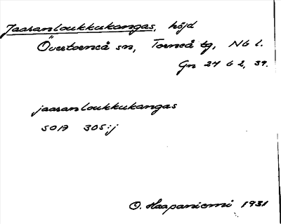 Bild på arkivkortet för arkivposten Jaaranloukkukangas