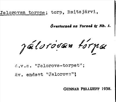 Bild på arkivkortet för arkivposten Jalorovan torppa