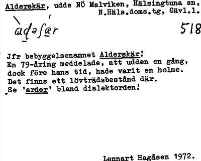 Bild på arkivkortet för arkivposten Alderskär