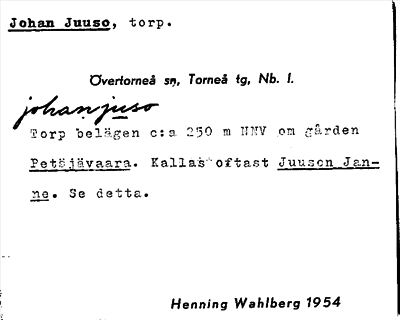 Bild på arkivkortet för arkivposten Johan Juuso