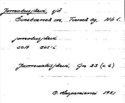 Bild på arkivkortet för arkivposten Jomotusjärvi