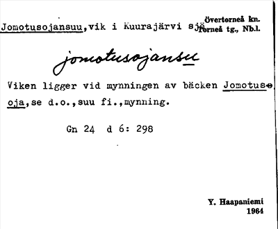 Bild på arkivkortet för arkivposten Jomotusojansuu