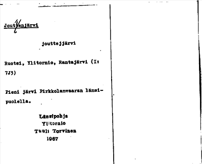 Bild på arkivkortet för arkivposten Joutsenjärvi
