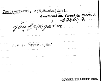 Bild på arkivkortet för arkivposten Joutsenjärvi