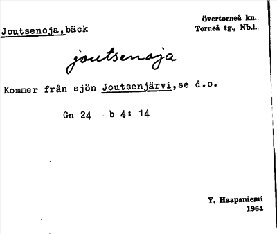 Bild på arkivkortet för arkivposten Joutsenoja