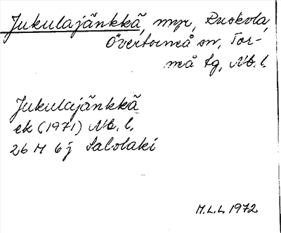 Bild på arkivkortet för arkivposten Jukulajänkkä