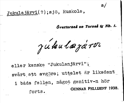Bild på arkivkortet för arkivposten Jukulajärvi(?)